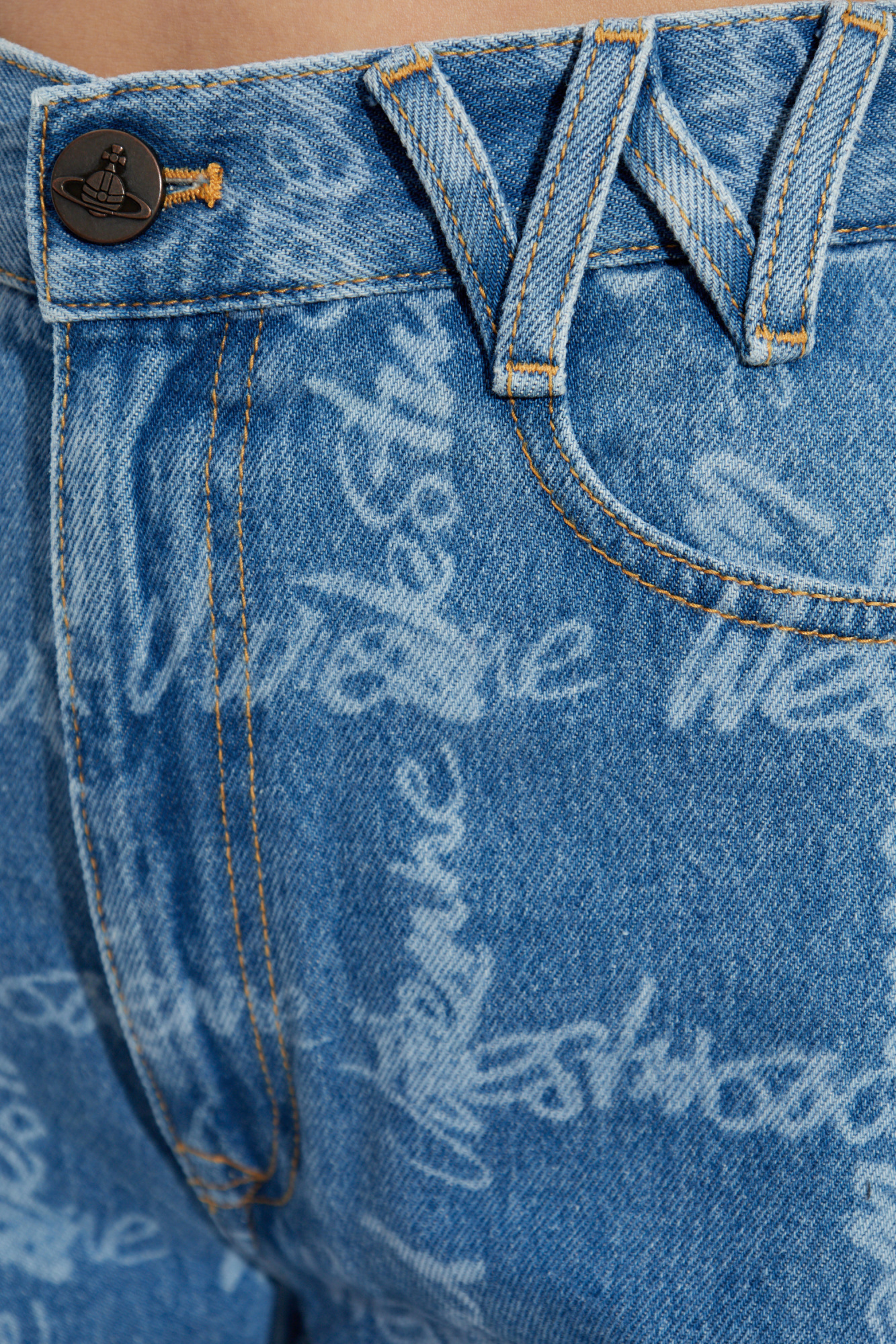 デニム・ジーパン VIVIENNE WESTWOOD Women Denim Pants 412532 1902002B W014I BL Ray 5 Pocket Jeans in VW-GRID-BLUE | Vivienne Westwood®